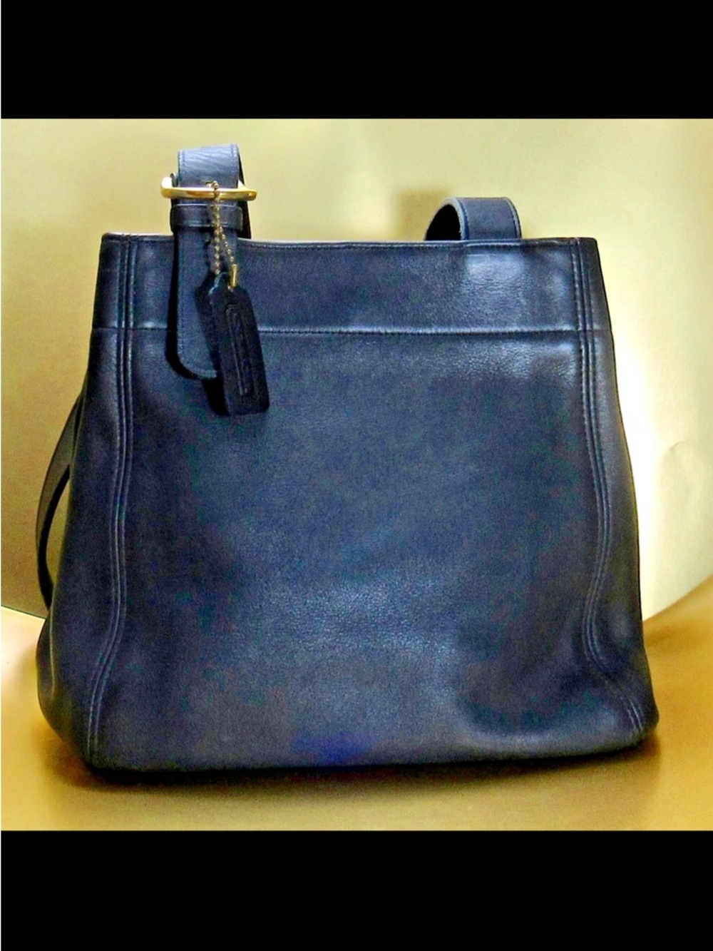Coach Black Leather Double-Strap Shoulder Bag - Picture 6 of 16